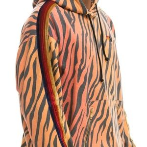 AVIATOR NATION/CLASSIC RELAXED PULLOVER HOODIE W/ ZIPPER POCKETS/TIGER STRIPE